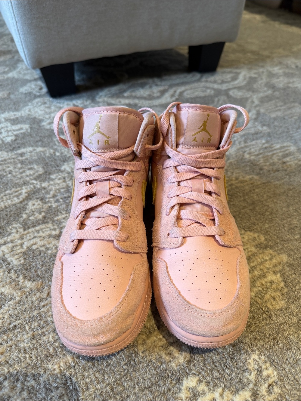 Nike Kids' Pink jordan Sneakers with Gold Logo